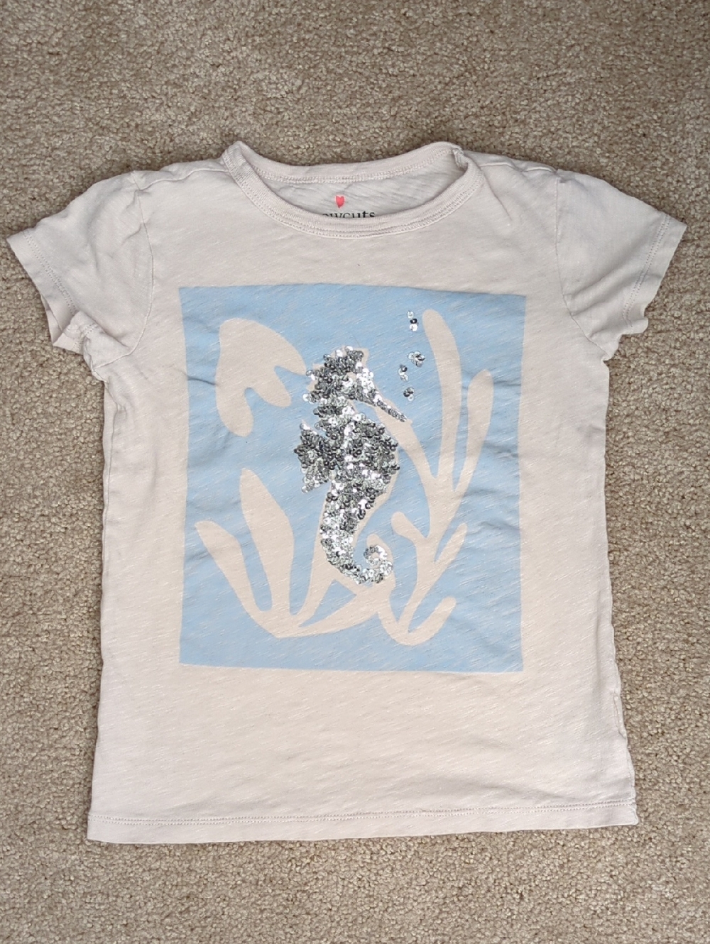 Crewcuts Kids Tee with Sequin Seahorse